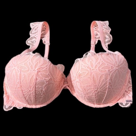 PINK Victoria's Secret Other - Victoria’s Secret Pink Date Push Up Padded underwire lace Bra Pink peach 34D